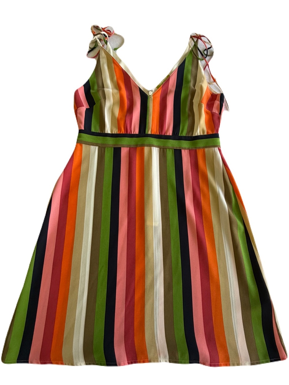 Gianni Bini Multicolor Stripe V-Neck Spaghetti Tie Strap Sundress Sz 6